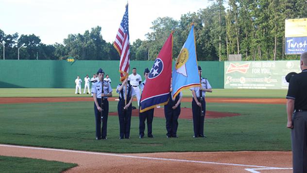 Presenting the Flags at a Jackson Generals Game