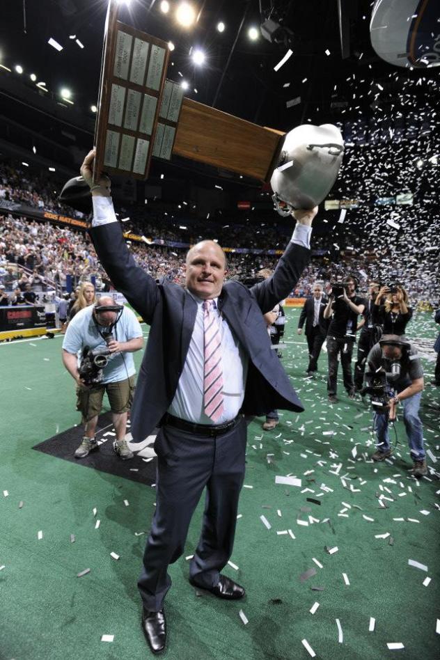 Edmonton Rush GM/Head Coach Derek Keenan Celebrates Championship