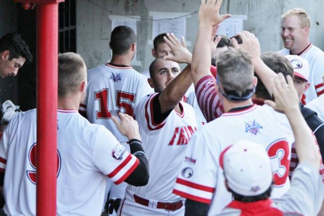 Steve Carrillo Receives Congratulations of Florence Freedom Teammates