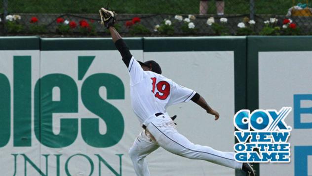 Jackie Bradley, Jr. of the Pawtucket Red Sox Makes a Leaping Catch