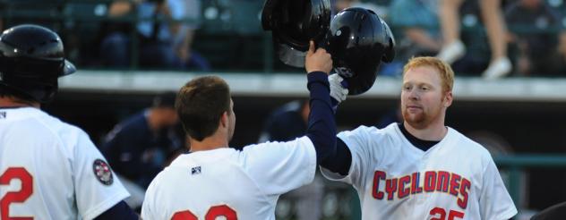 Brooklyn Cyclones 1B Michael Katz Celebrates a Home Run