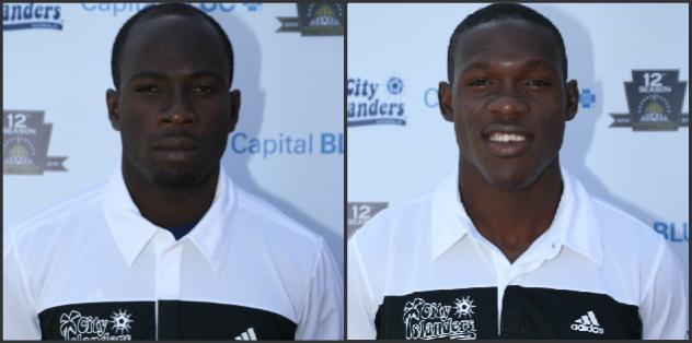 Harrisburg City Islanders Forward Craig Foster and Defender Shaquille Dyer