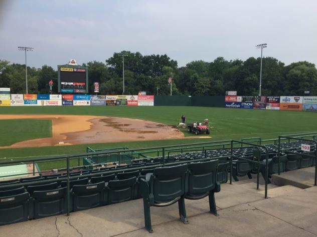 Water in the Infield at New Britain Stadium