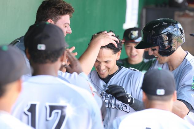 Kane County Cougars Celebrate in the Dugout