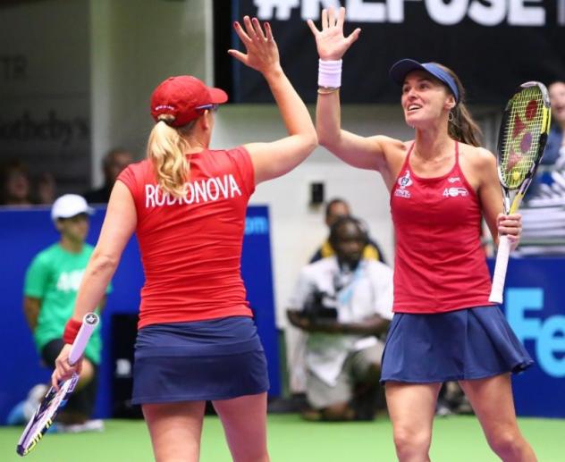 Anastasia Rodionova and Martina Hingis of the Washington Kastles