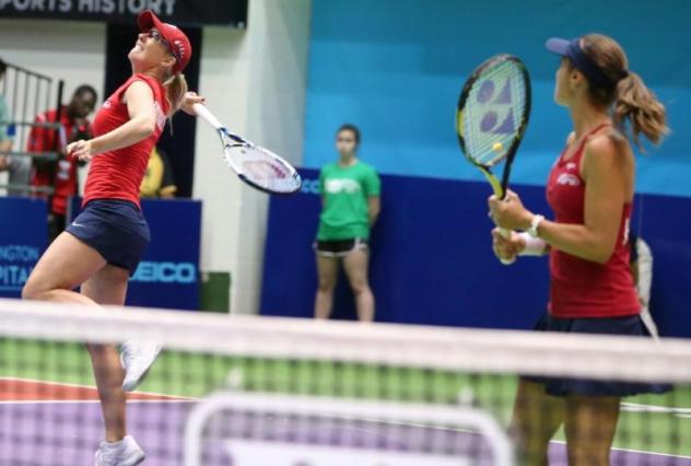 Anastasia Rodionova and Martina Hingis of the Washington Kastles