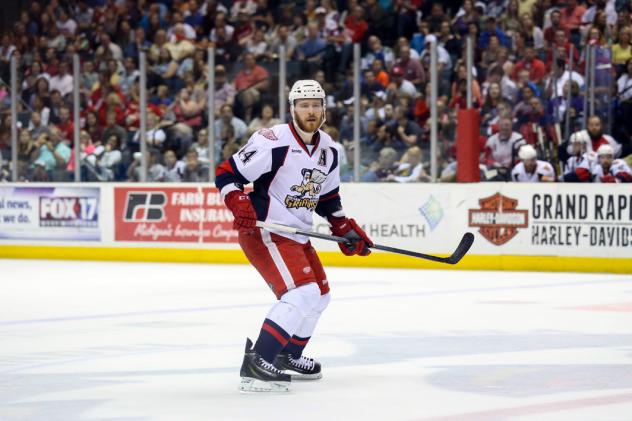Brennan Evans with the Grand Rapids Griffins