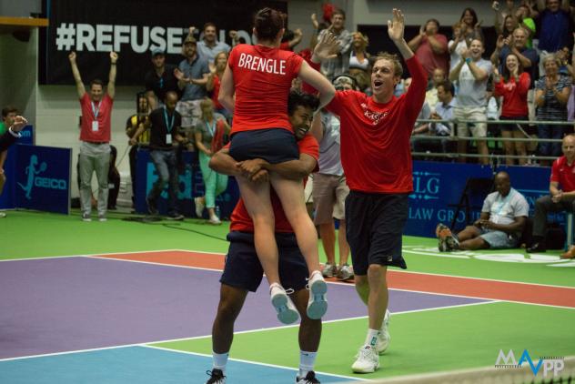 Leander Paes, Madison Brengle and Sam Querrey of the Washington Kastles in the WTT Finals