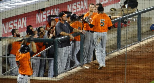 Long Island Ducks Offer High Fives in the Dugout