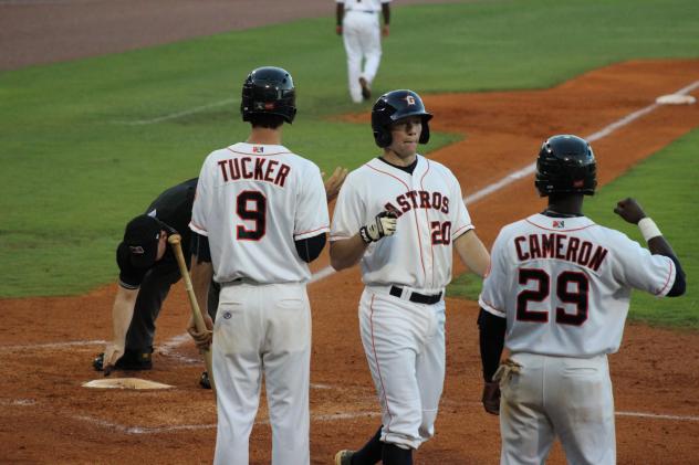 Connor Goedert of the Greeneville Astros Congratulated at the Plate