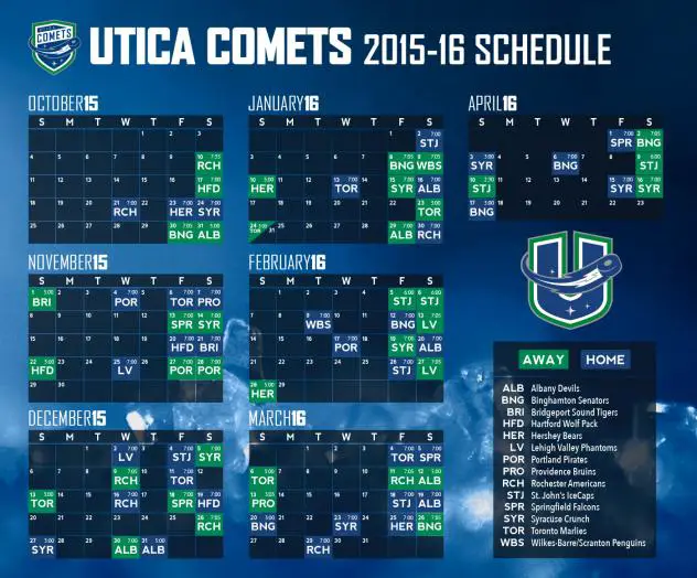 Utica Comets 2015-16 Schedule
