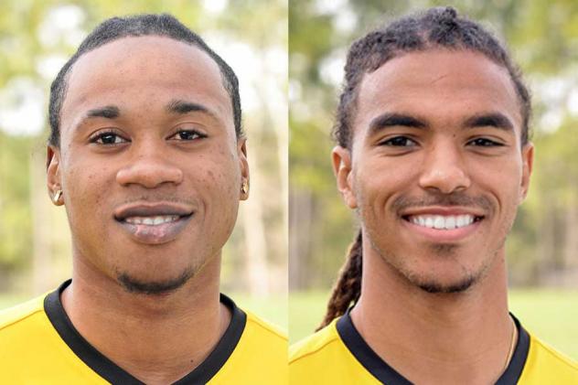 Charleston Battery Fullback Quinton Griffith and Midfielder Sebastien Thuriere