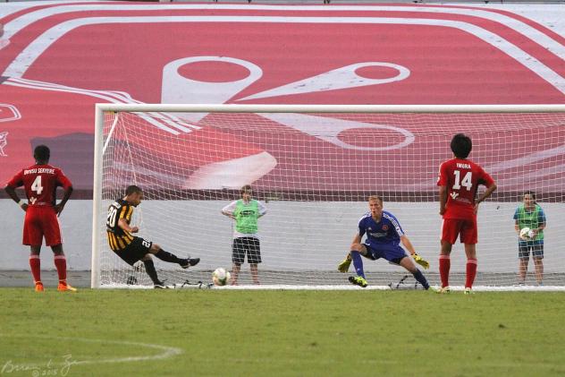 Justin Portillo of the Charleston Battery Buries a Penalty Kick vs. the Richmond Kickers