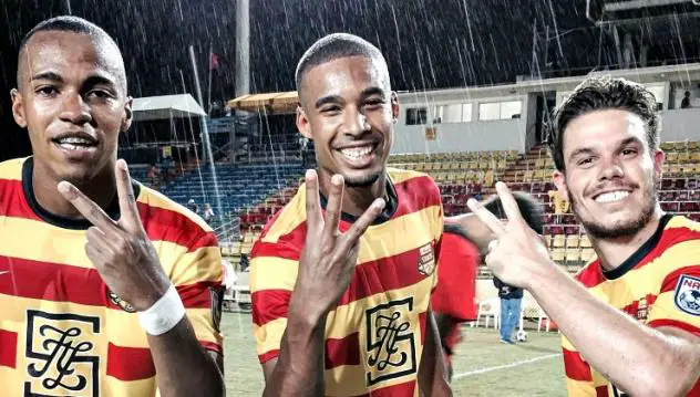 Stefano Pinho, Marlon Freitas, and PC of the Fort Lauderdale Strikers