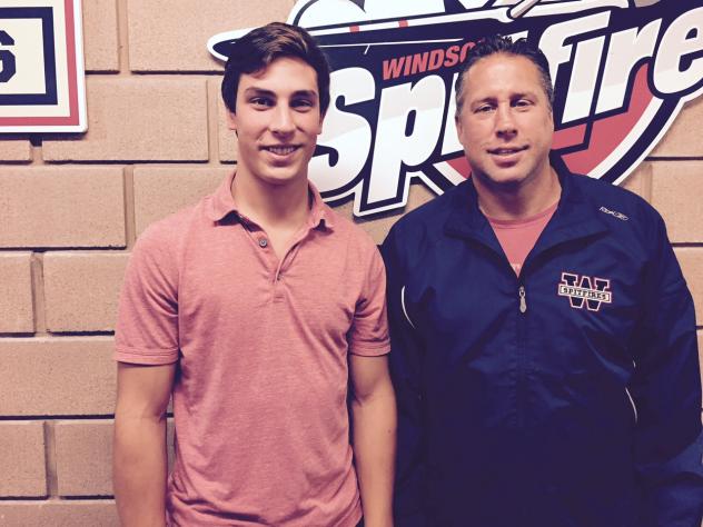 Daniel Beaudoin with Windsor Spitfires General Manager Warren Rychel