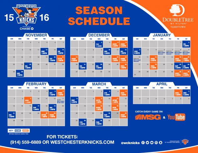 Westchester Knicks 2015-16 Schedule
