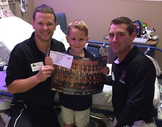 Orlando Predators Coach Rob Keefe, GM Mike DiJulio at Orlando Children's Hospital