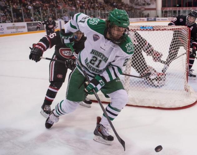 Forward Brendan O'Donnell with the University of North Dakota