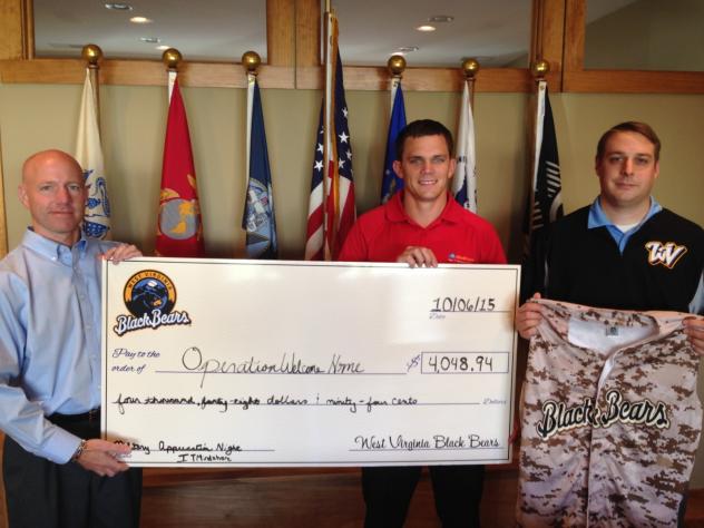 West Virginia Black Bears Present Check to Operation Welcome Home