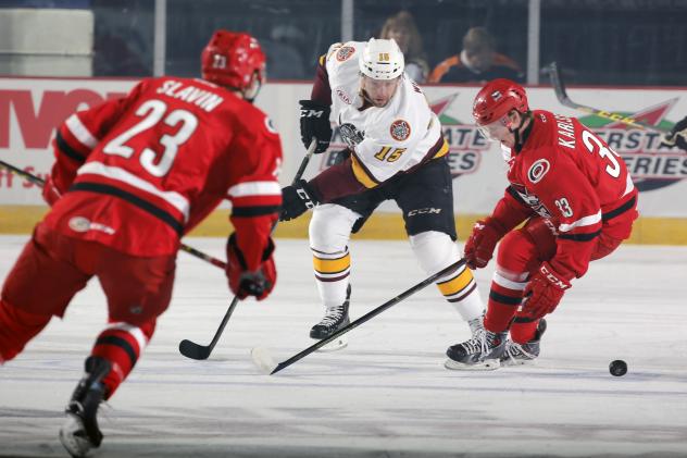 Jeremy Welsh of the Chicago Wolves vs. the Charlotte Checkers