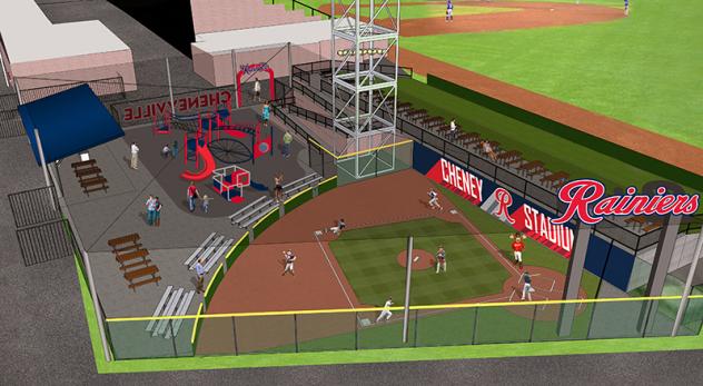 Southeast Corner View of Planned Tacoma Rainiers Kids Play Area at Cheney Stadium
