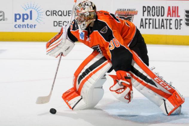 Goaltender Jason LaBarbera of the Lehigh Valley Phantoms