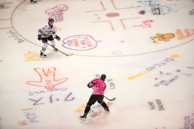 Youngstown Phantoms vs. Muskegon Lumberjacks on Hockey Fights Cancer Painted Ice