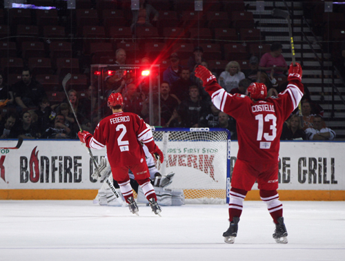 Allen Americans Celebrate Overtime Winner at Utah Grizzlies