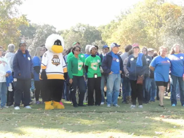 Mississippi RiverKings Mascot, RiverThing, Participates in AFSP Community Walk