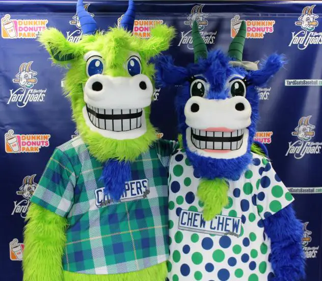 Hartford Yard Goats Mascots Chompers & Chew Chew