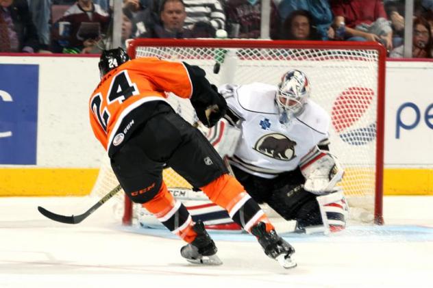Petr Straka of the Lehigh Valley Phantoms vs. the Hershey Bears