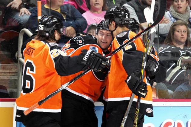 Lehigh Valley Phantoms Celebrate a Goal vs. the Hershey Bears