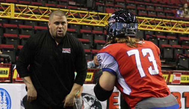 Portland Thunder Line Coach Clay Harrell at Work