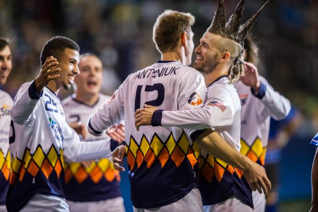 Tacoma Stars Forward Dan Antoniuk Celebrates a Goal