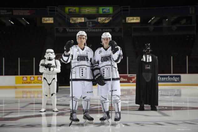 Vancouver Giants Star Wars Jerseys with Stormtrooper and Darth Vader
