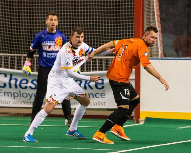 Baltimore Blast Defender Pat Healey vs. the Syracuse Silver Knights