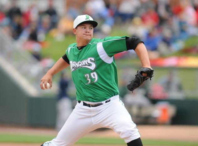 Sal Romano with the Dayton Dragons