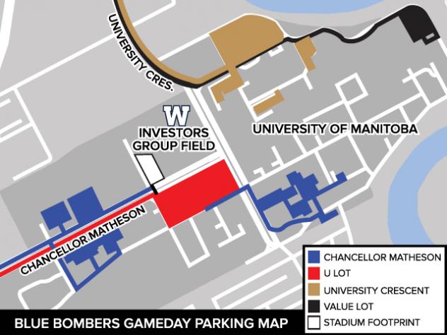 Blue Bombers Gameday Parking Map