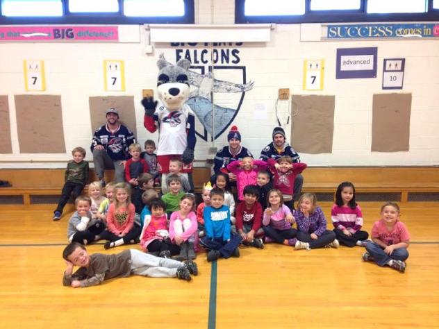 Elmira Jackals and Blade at Big Flats Elementary School