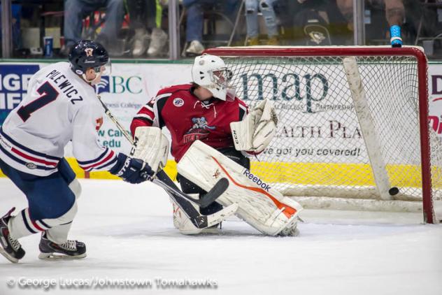 Adam Pilewicz of the Johnstown Tomahawks Scores against the New Jersey Jr. Titans