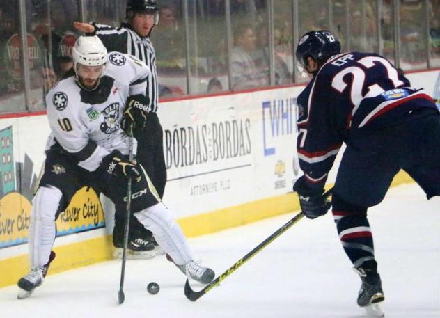 Wheeling Nailers Try to Control the Puck vs. the South Carolina Stingrays