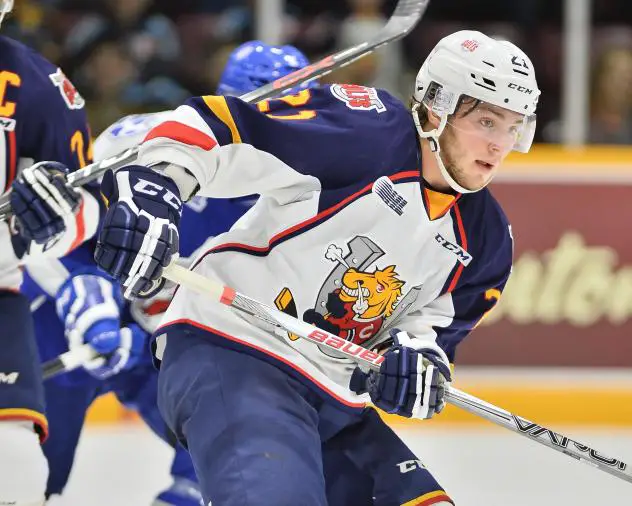 Left Winger Brendan Lemieux with the Barrie Colts