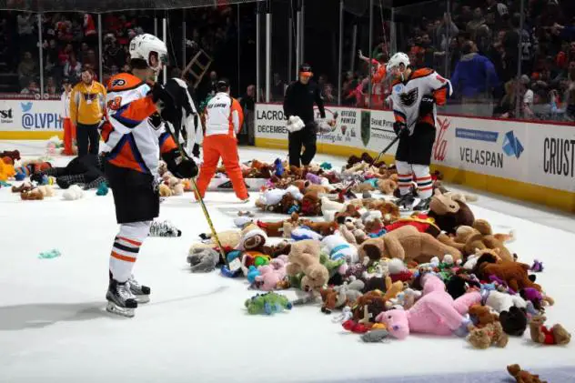 Lehigh Valley Phantoms Corral Teddy Bears on the Ice