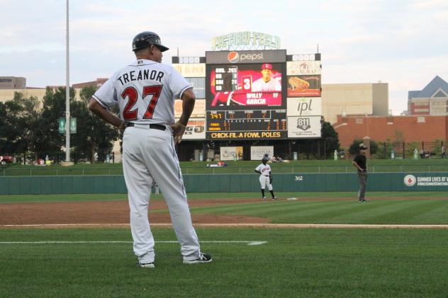 Indianapolis Indians Manager Dean Treanor Surveys the Field