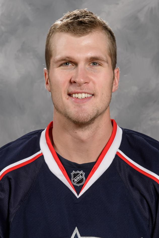 Defenseman Justin Falk with the Columbus Blue Jackets