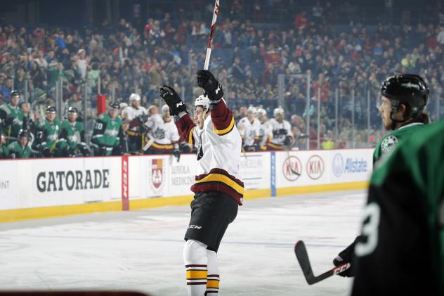 Ty Rattie of the Chicago Wolves Celebrates vs. the Texas Stars