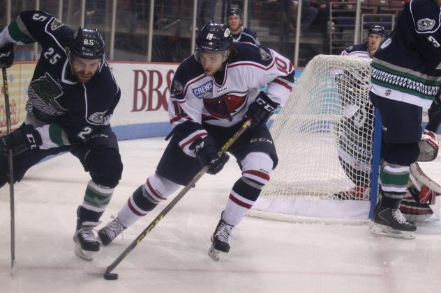 Florida Everblades Forward Ethan Werek Battles South Carolina Stingrays Forward Brett Cameron