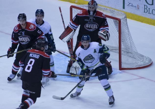 Bloomington Thunder in Front of Chicago Steel Goal