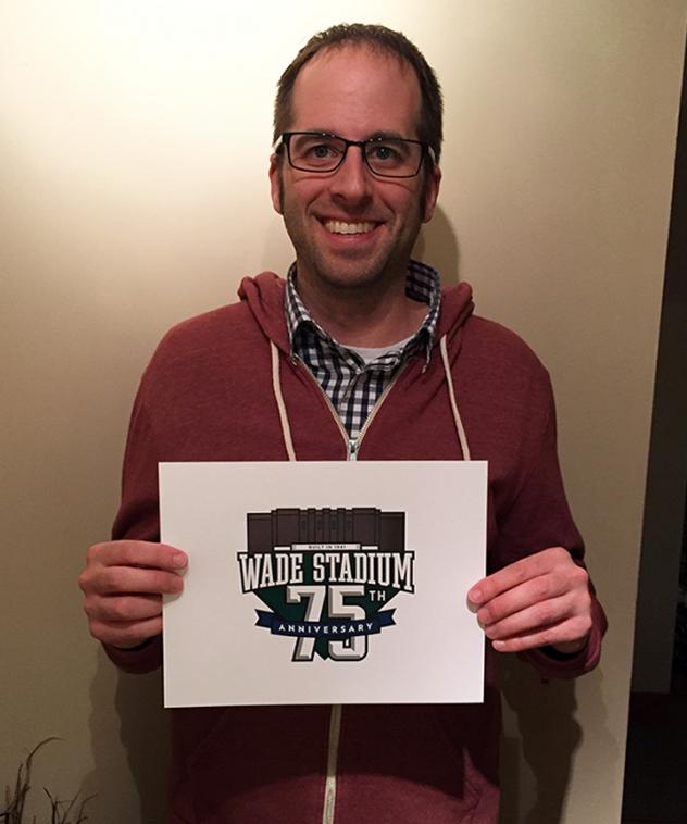 Eric Lichtenberg with Winning Wade Stadium 75th Anniversary Patch