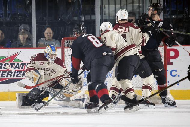 Chicago Wolves Goaltender Jordan Binnington vs. the Lake Erie Monsters